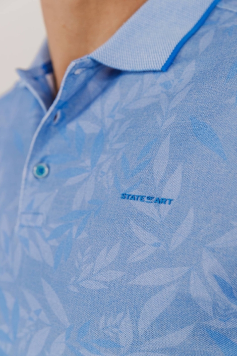 State of Art blauwe heren polo | Close up