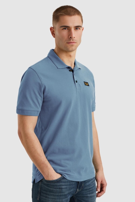 PME legend blauwe heren polo | Model zijaanzicht