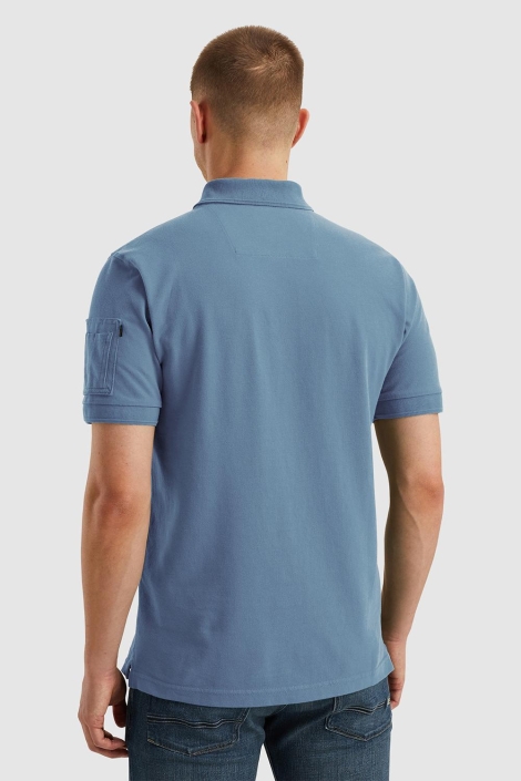 PME legend blauwe heren polo | Model achteraanzicht