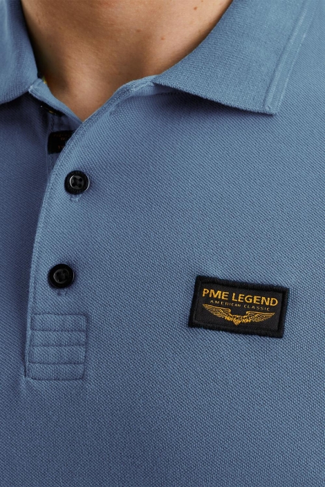 PME legend blauwe heren polo | Close up