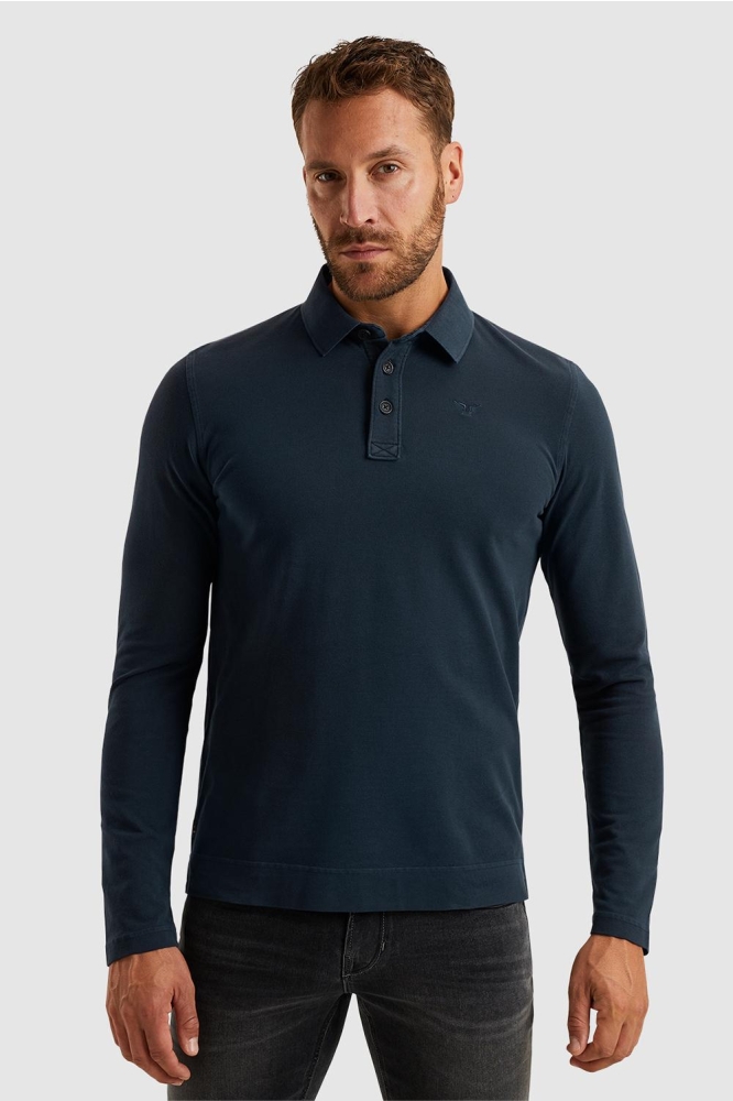 PME legend blauwe heren polo | Model vooraanzicht