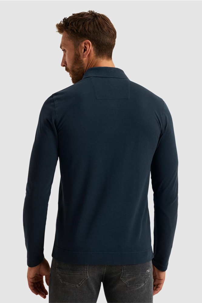 PME legend blauwe heren polo | Model achteraanzicht