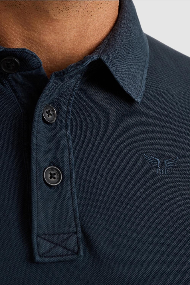 PME legend blauwe heren polo | Close up