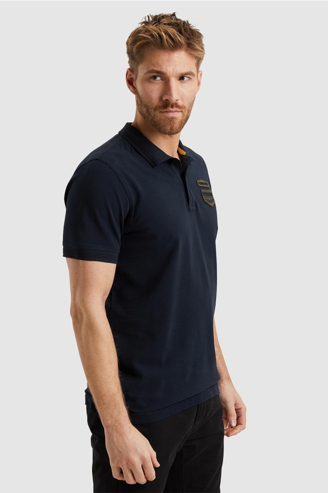 PME legend blauwe heren polo | Model zijaanzicht