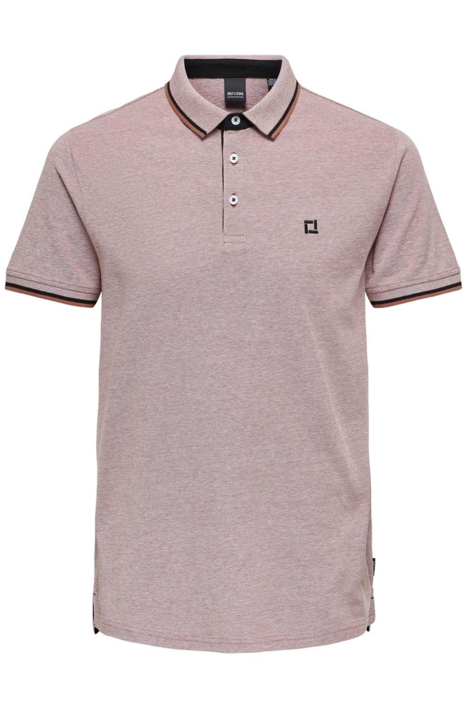 Only & Sons roze heren polo | Vooraanzicht