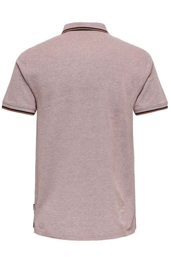 Only & Sons roze heren polo | Achteraanzicht