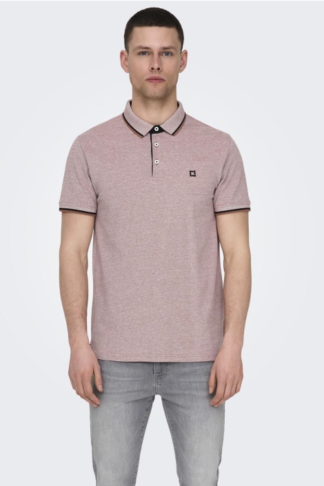 Only & Sons roze heren polo | Model vooraanzicht
