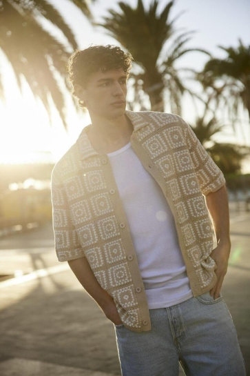 Only & Sons ONSBART RLX 5 SS SHIRT KNIT 22033329 Silver Lining/EGRET