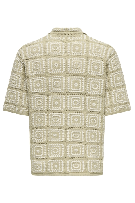 Only & Sons beige heren overhemd | Achteraanzicht