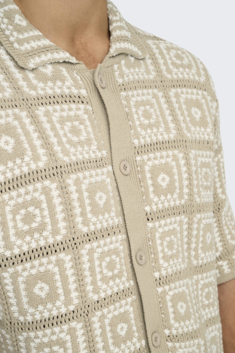 Only & Sons beige heren overhemd | Unique Selling Point