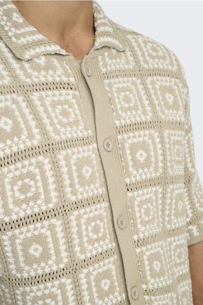 Only & Sons beige heren overhemd | Unique Selling Point