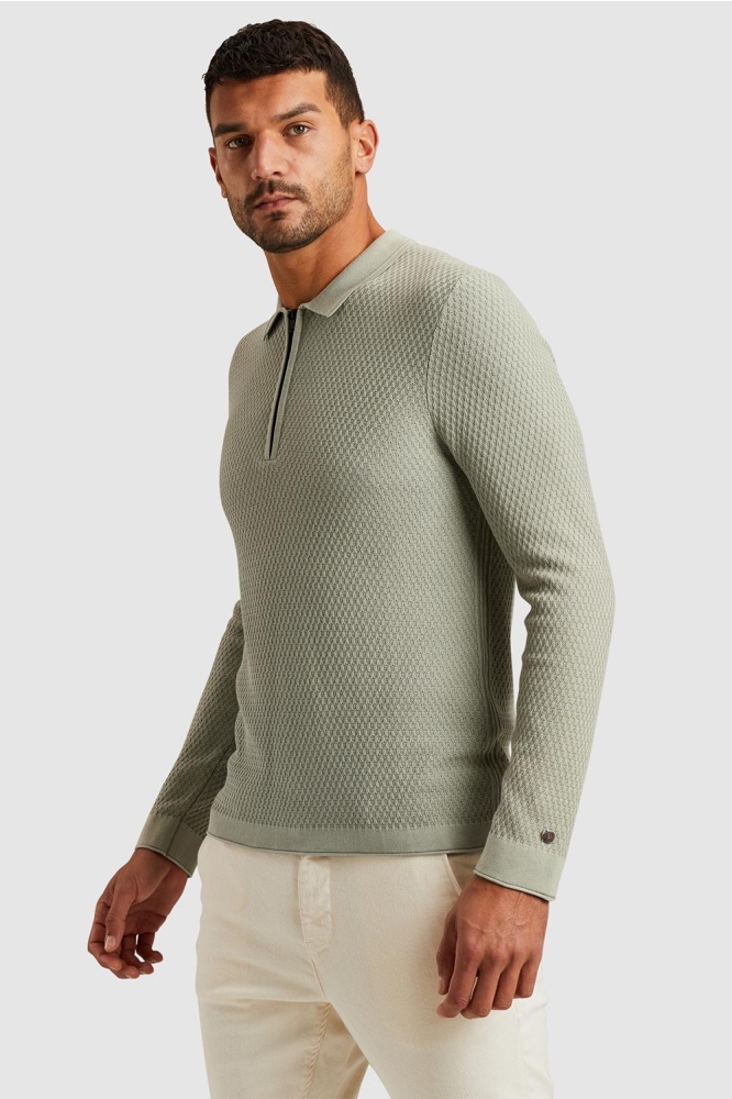 Cast Iron groene heren polo | Model zijaanzicht