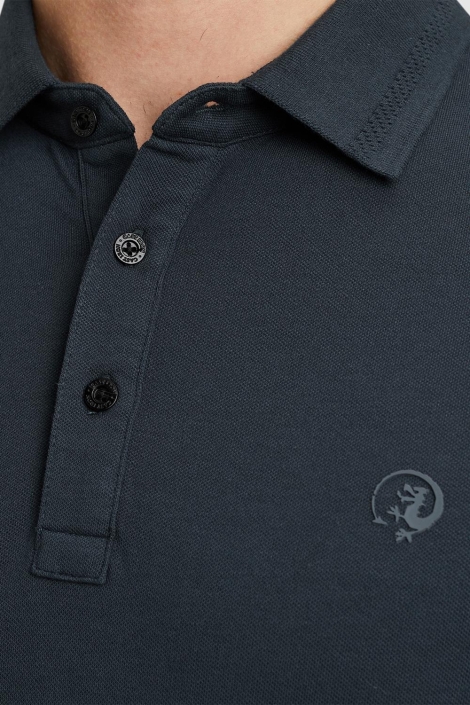 Cast Iron blauwe heren polo | Close up