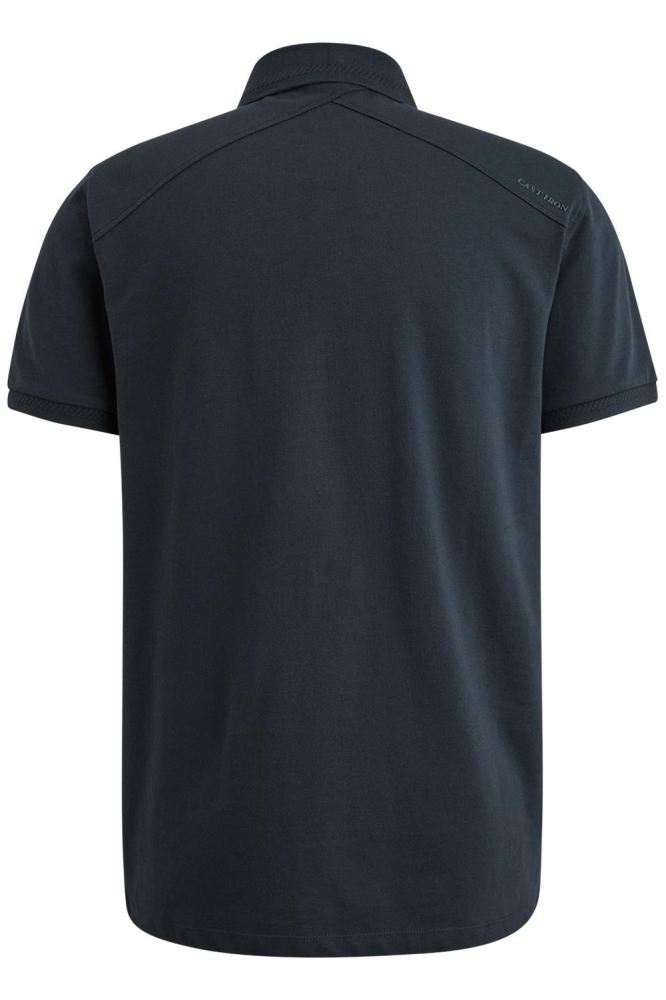Cast Iron blauwe heren polo | Achteraanzicht