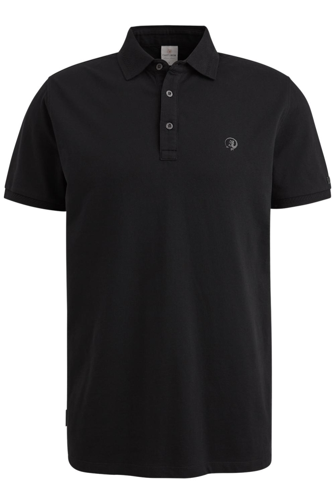 Cast Iron zwarte heren polo | Vooraanzicht