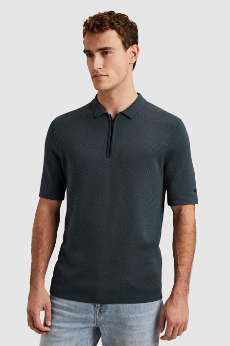 Cast Iron blauwe heren polo | Model vooraanzicht