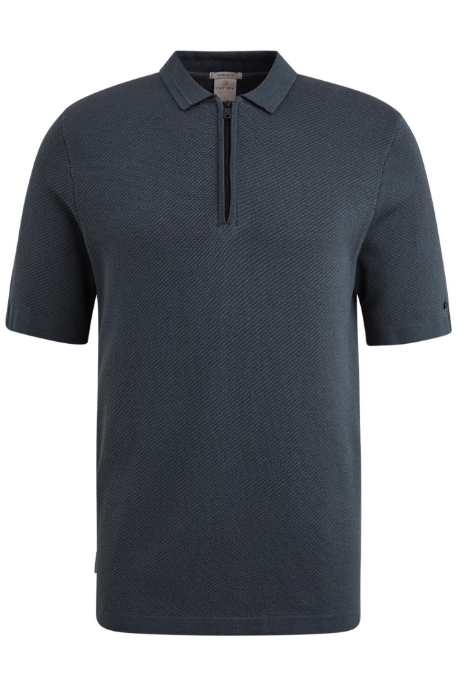 Cast Iron blauwe heren polo | Vooraanzicht