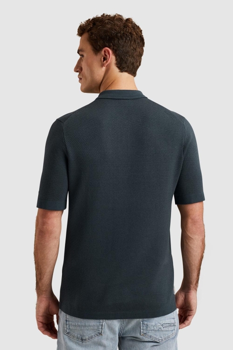 Cast Iron blauwe heren polo | Model achteraanzicht