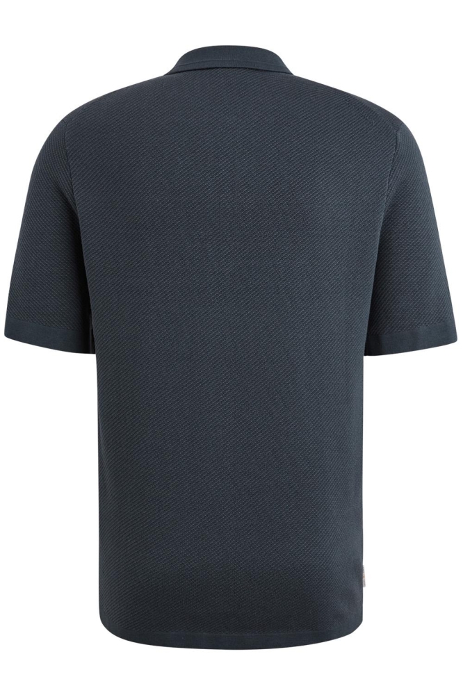 Cast Iron blauwe heren polo | Achteraanzicht