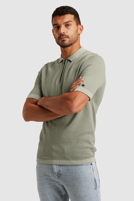 Cast Iron groene heren polo | Model zijaanzicht