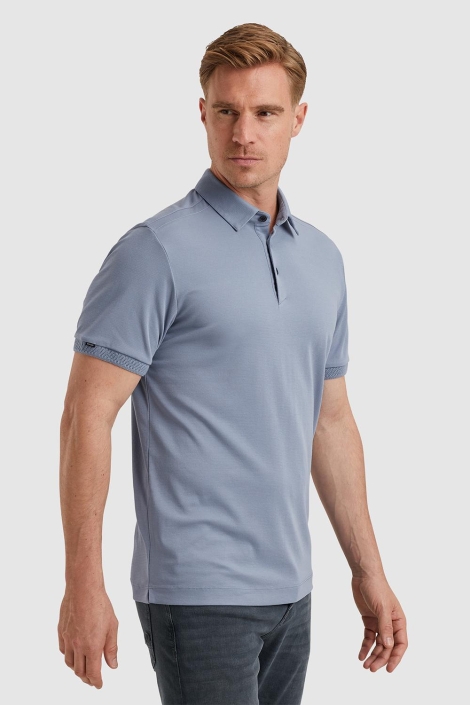 Vanguard blauwe heren polo | Model zijaanzicht