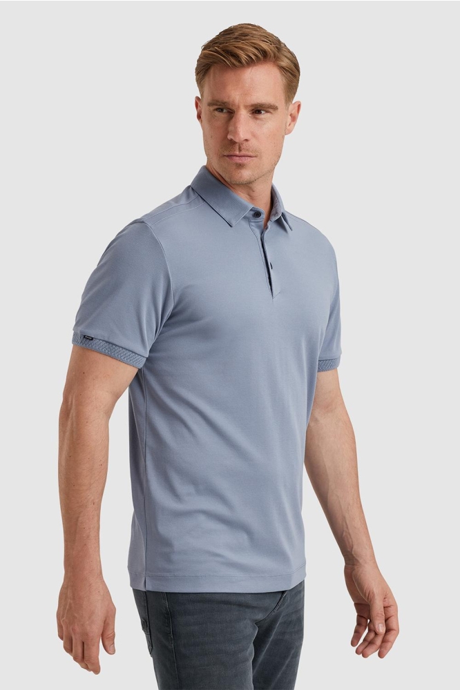 Vanguard blauwe heren polo | Model zijaanzicht