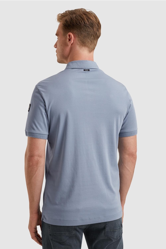 Vanguard blauwe heren polo | Model achteraanzicht