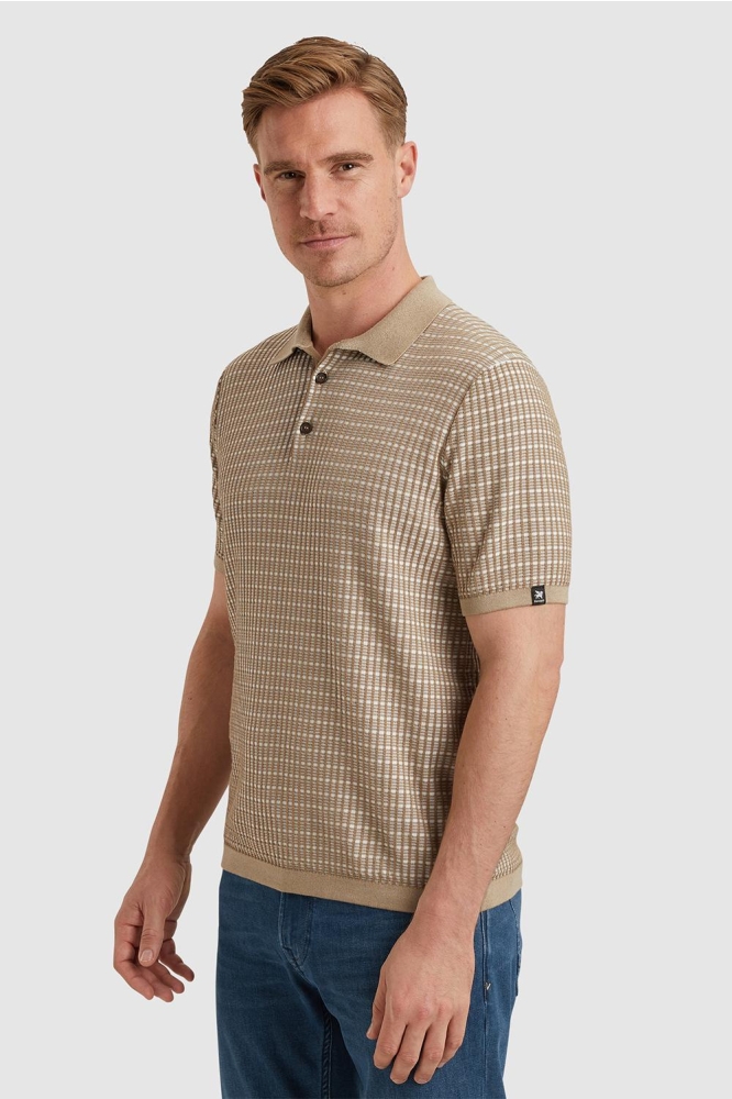 Vanguard camel heren polo | Model zijaanzicht