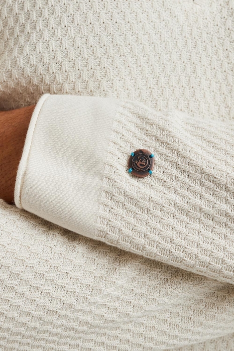 Cast Iron ecru heren polo | Close up