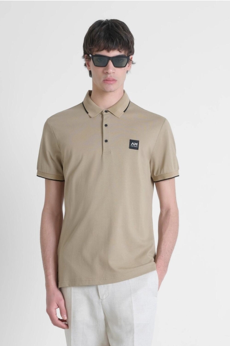Antony Morato bruine heren polo | Model vooraanzicht