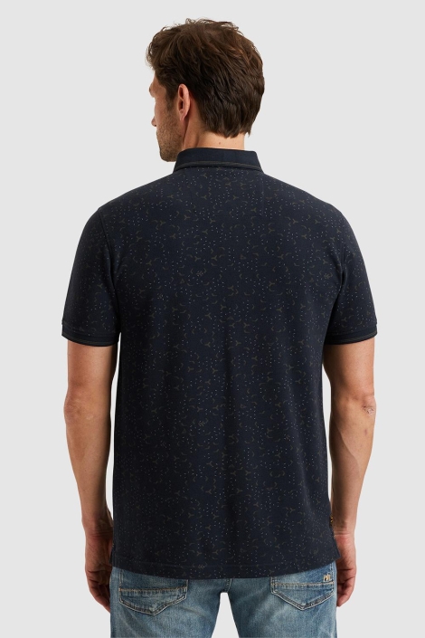 PME legend blauwe heren polo | Model achteraanzicht