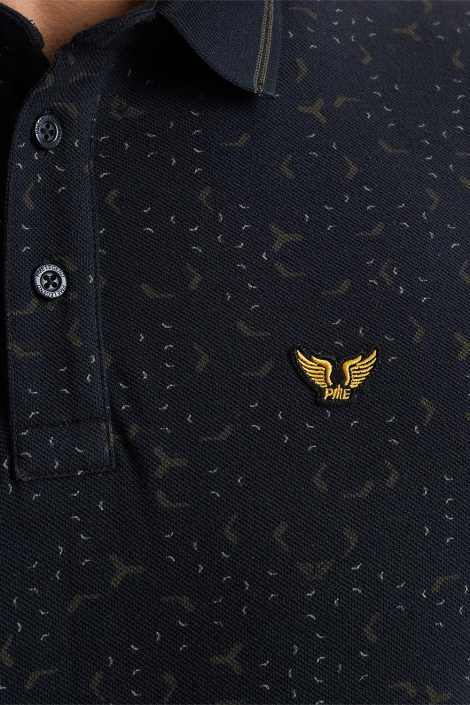 PME legend blauwe heren polo | Close up