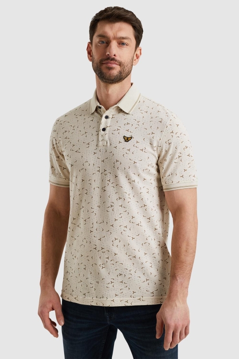 PME legend beige heren polo | Model vooraanzicht