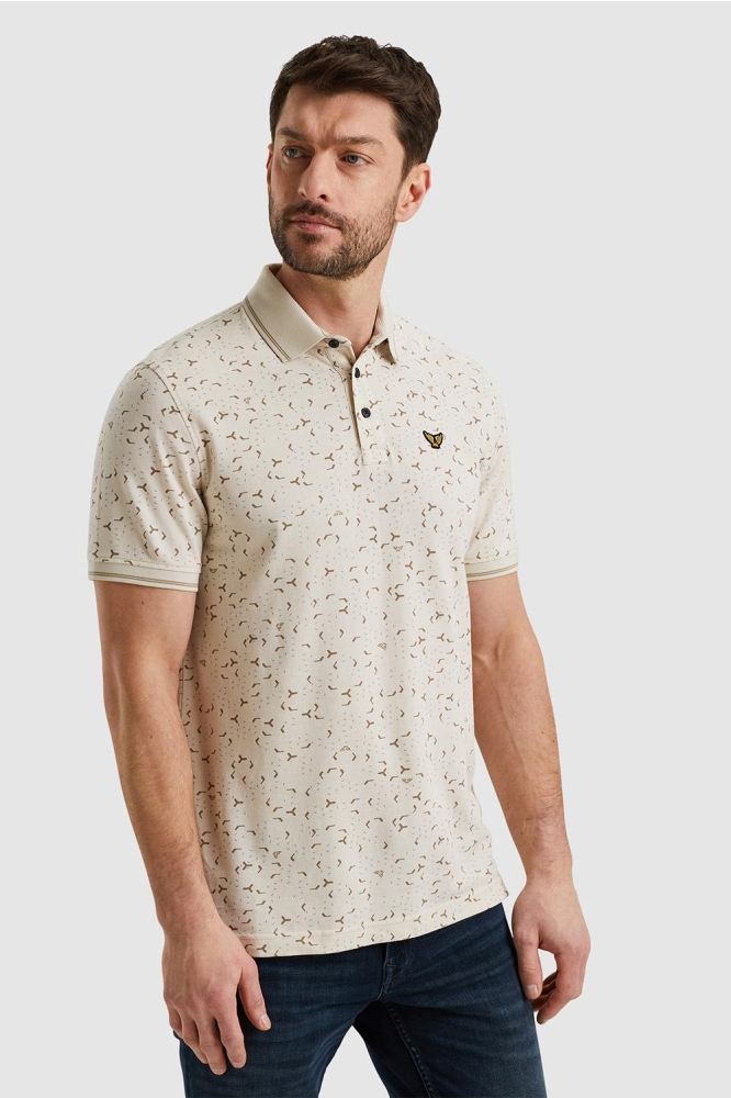 PME legend beige heren polo | Model zijaanzicht