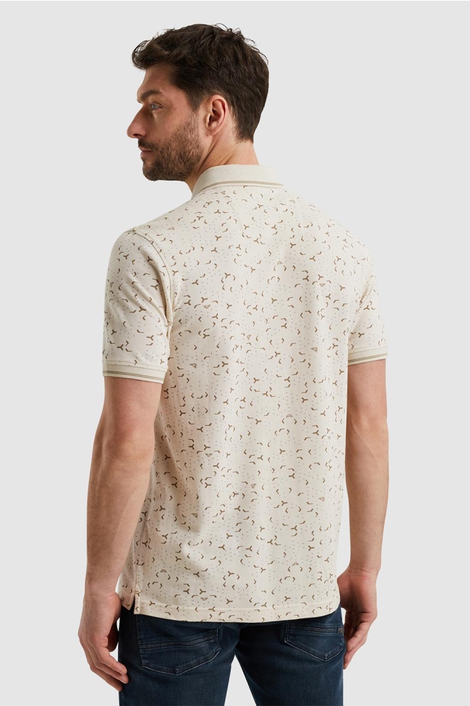 PME legend beige heren polo | Model achteraanzicht