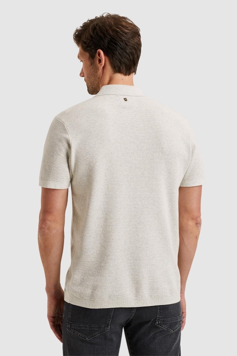 PME legend ecru heren polo | Model achteraanzicht