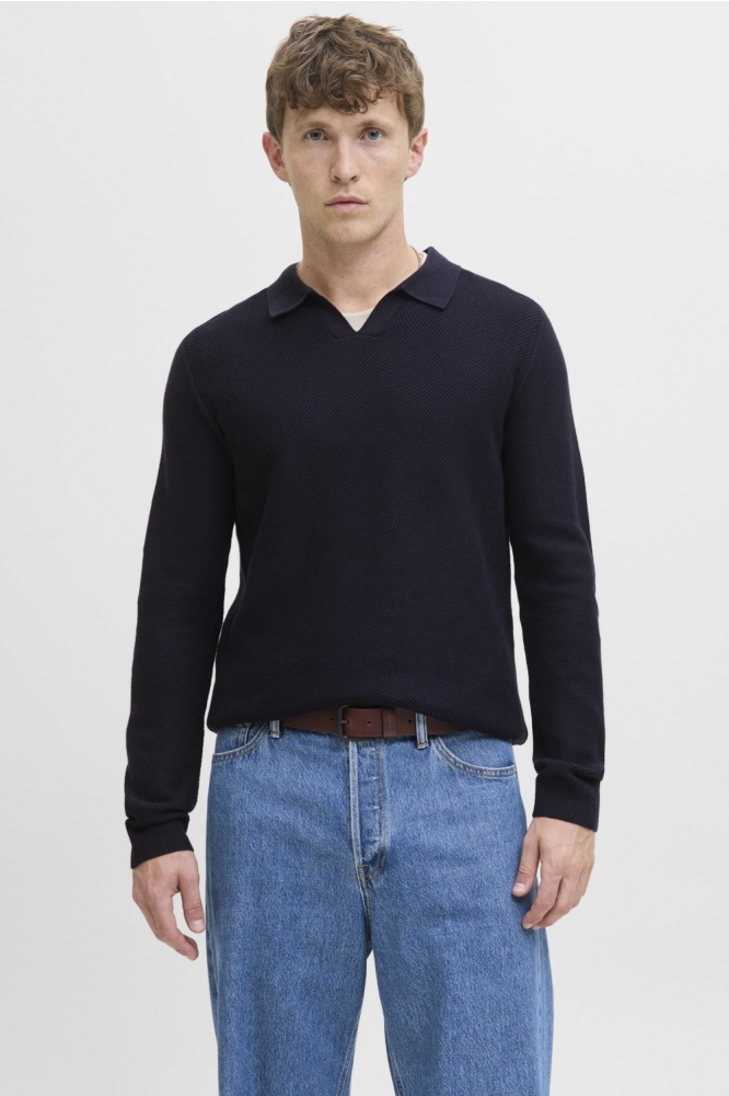 Jack & Jones blauwe heren trui | Model vooraanzicht