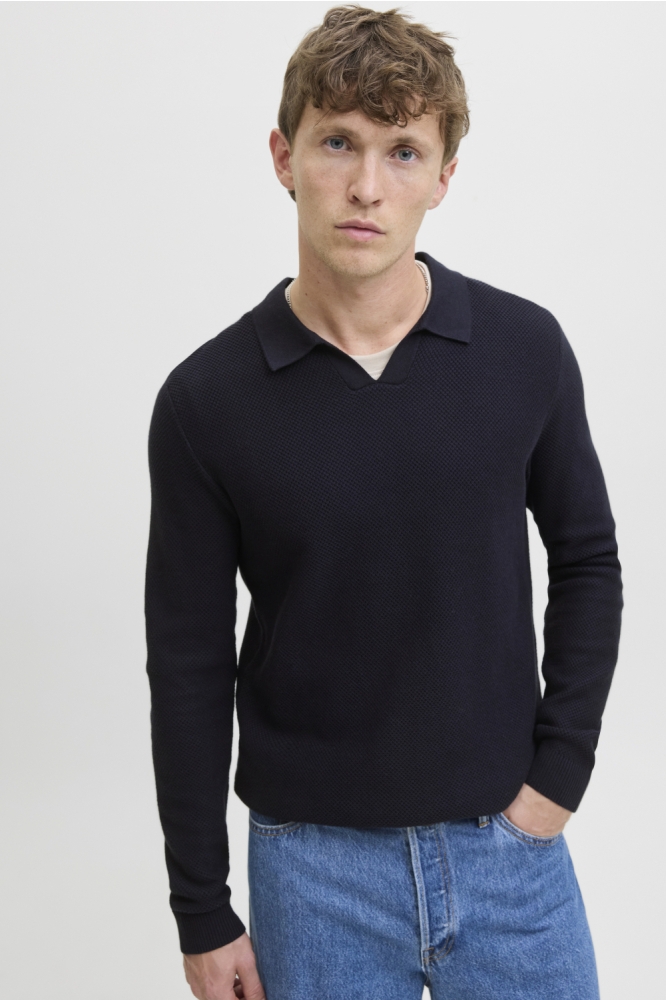 Jack & Jones blauwe heren trui | Model vooraanzicht