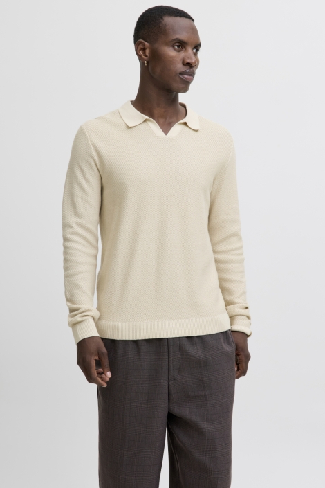 Jack & Jones beige heren trui | Model vooraanzicht
