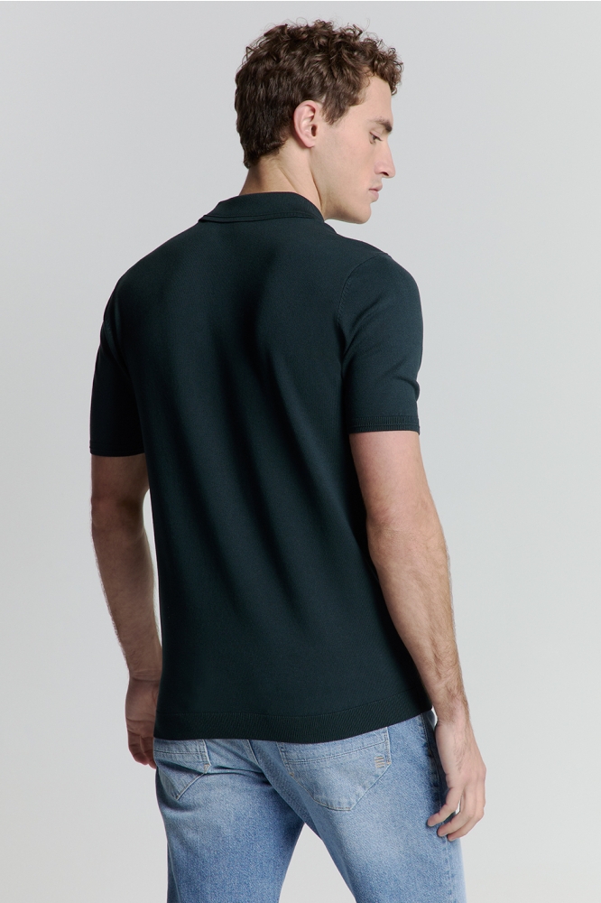 NO-EXCESS blauwe heren polo | Model achteraanzicht