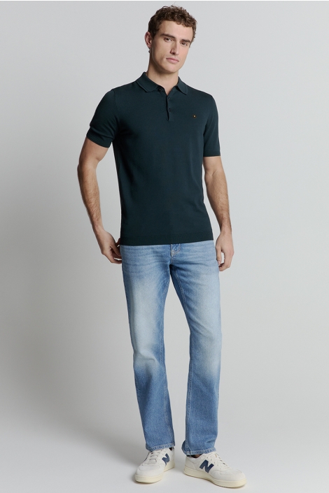 NO-EXCESS blauwe heren polo | Model