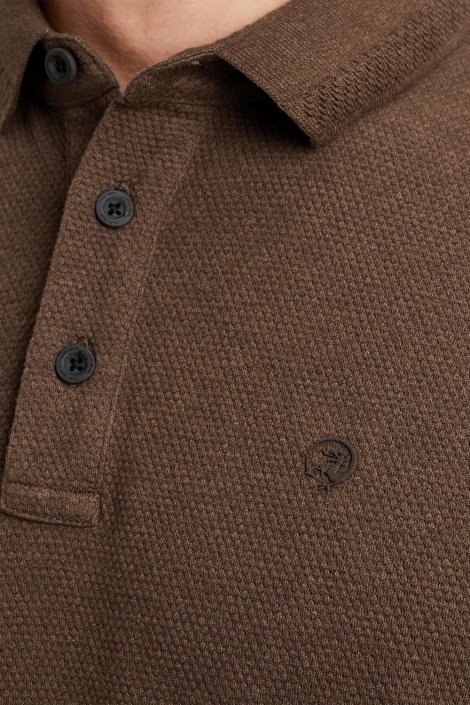 Cast Iron bruine heren polo | Close up