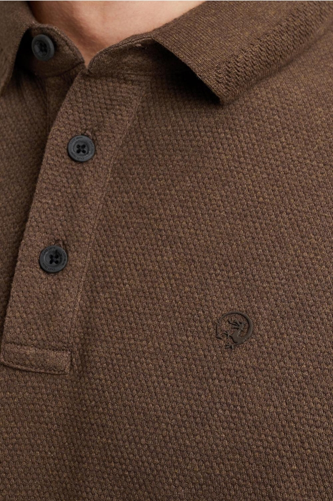 Cast Iron bruine heren polo | Close up