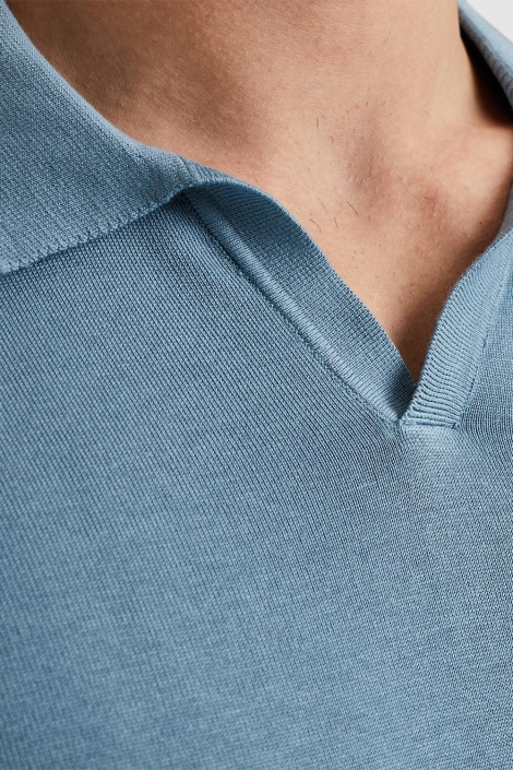 Cast Iron blauwe heren polo | Close up
