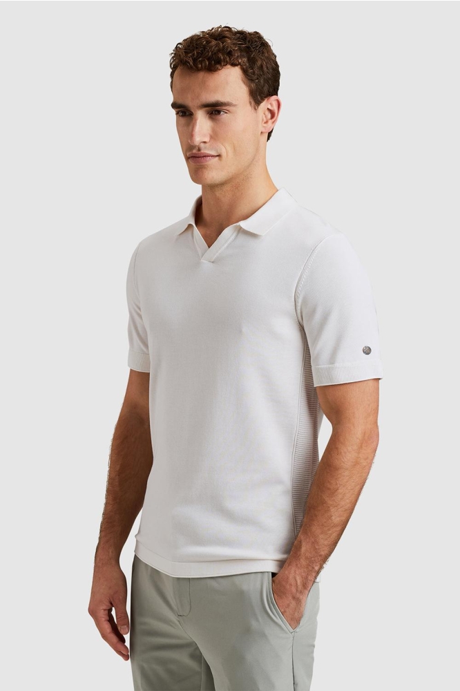 Cast Iron witte heren polo | Model zijaanzicht