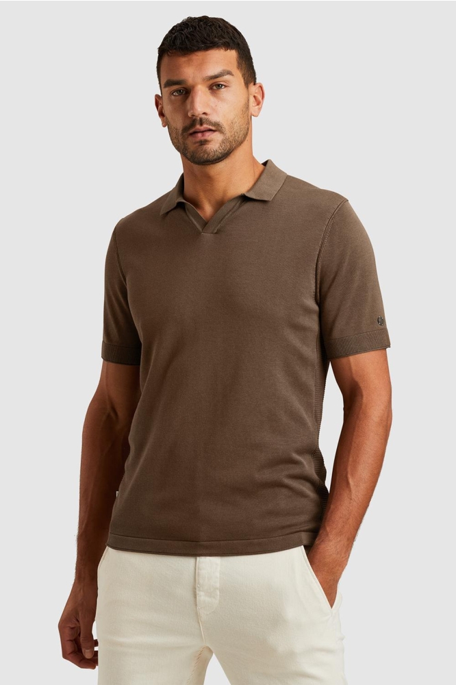Cast Iron bruine heren polo | Model vooraanzicht