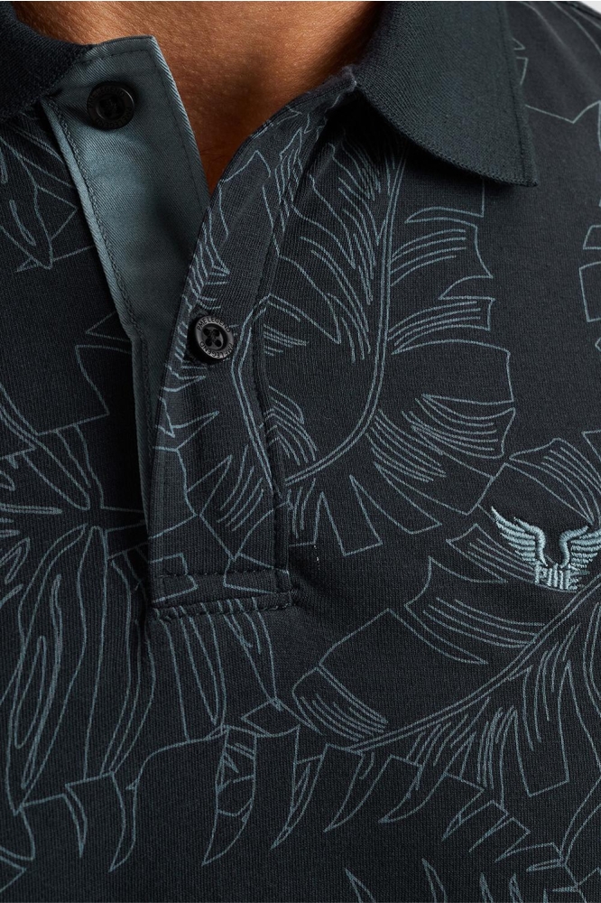 PME legend blauwe heren polo | Close up