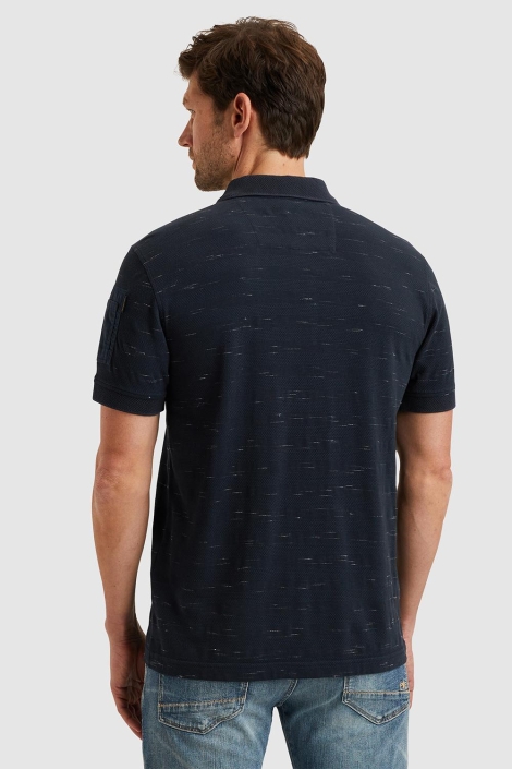 PME legend blauwe heren polo | Model achteraanzicht