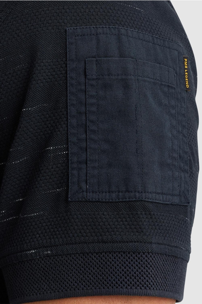 PME legend blauwe heren polo | Close up