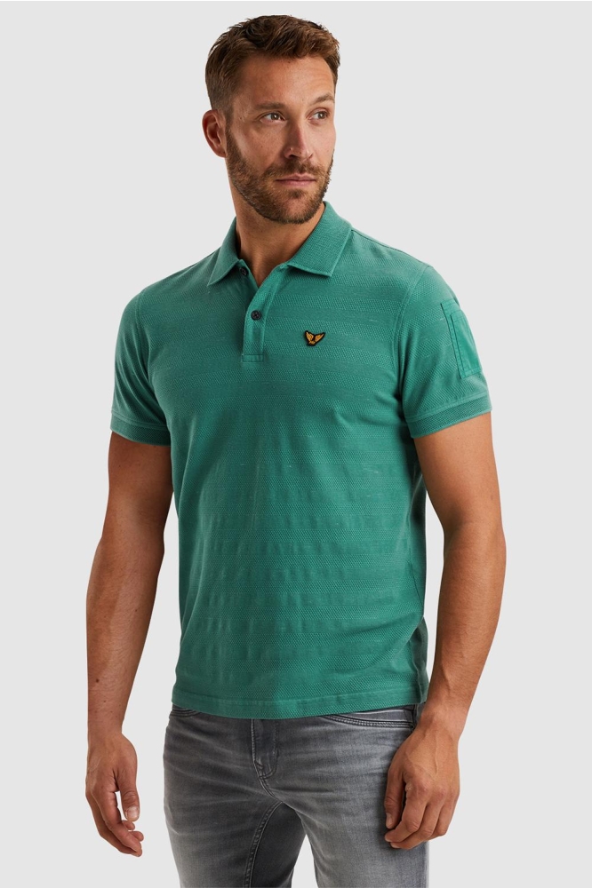 PME legend groene heren polo | Model vooraanzicht